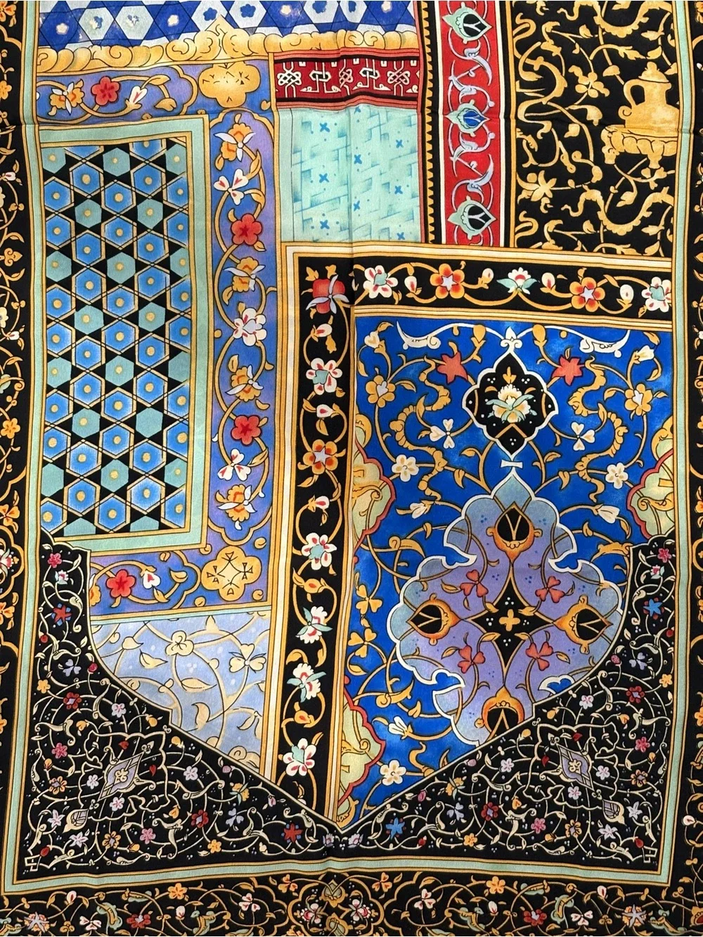 Vintage Metropolitan Museum of Art 100% silk scarf geometric Tezhip Islamic